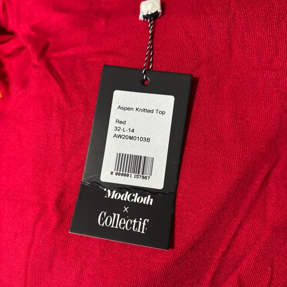 Modcloth x Collectif Bow For It Knit Sweater Red NWT - Picture 10 of 10
